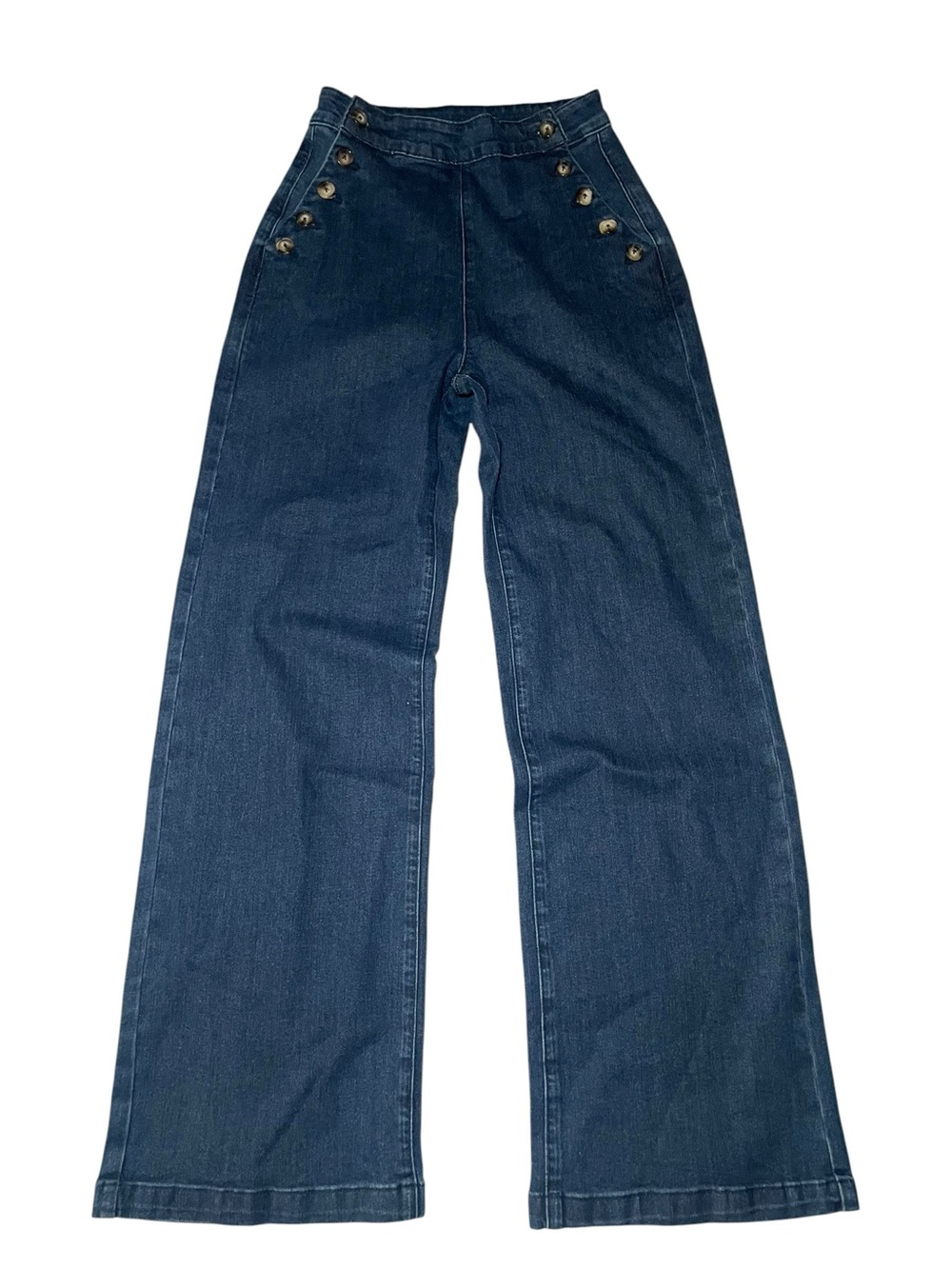 Cider High Rise Wide Leg Sailor Jeans Size Small Dark Wash Denim
